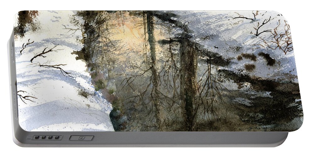 Creek Portable Battery Charger featuring the painting Snow Creek by Andrew King