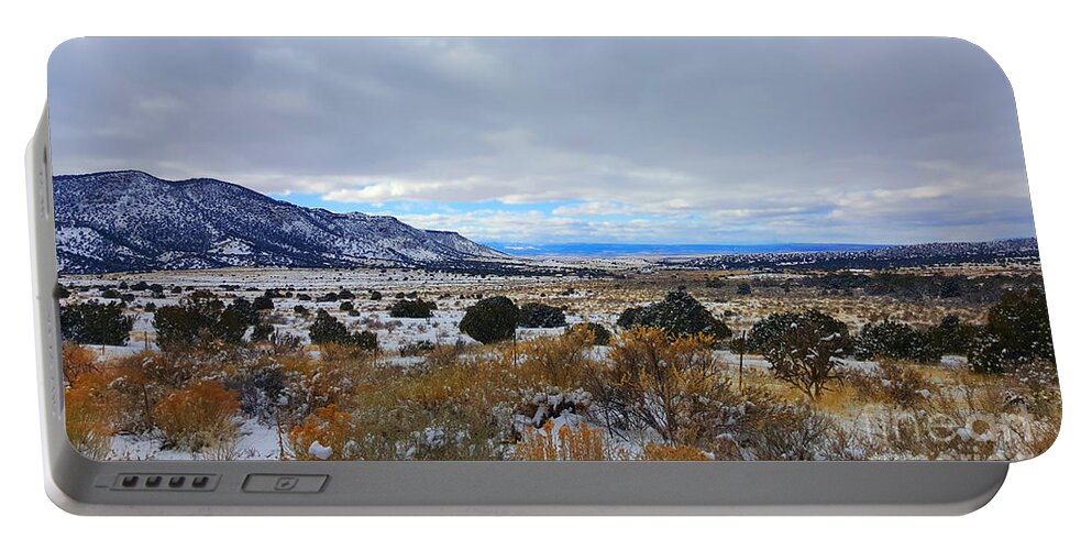 Southwest Landscape Portable Battery Charger featuring the photograph Snow on the prairie by Robert WK Clark
