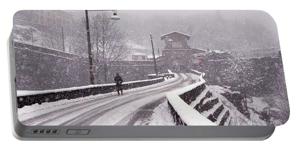 Snow Portable Battery Charger featuring the photograph Snow on the road to Bergamo by Riccardo Mottola