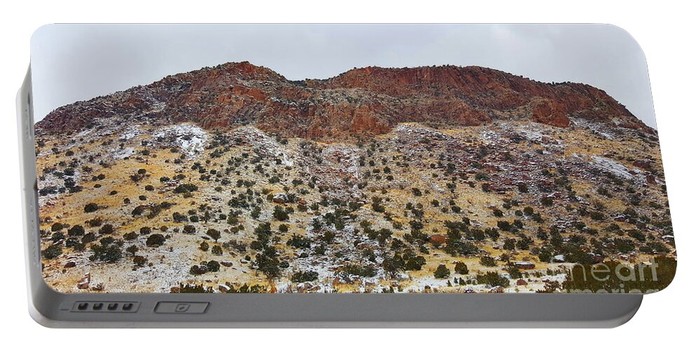 Southwest Landscape Portable Battery Charger featuring the photograph Snow on the rocks by Robert WK Clark