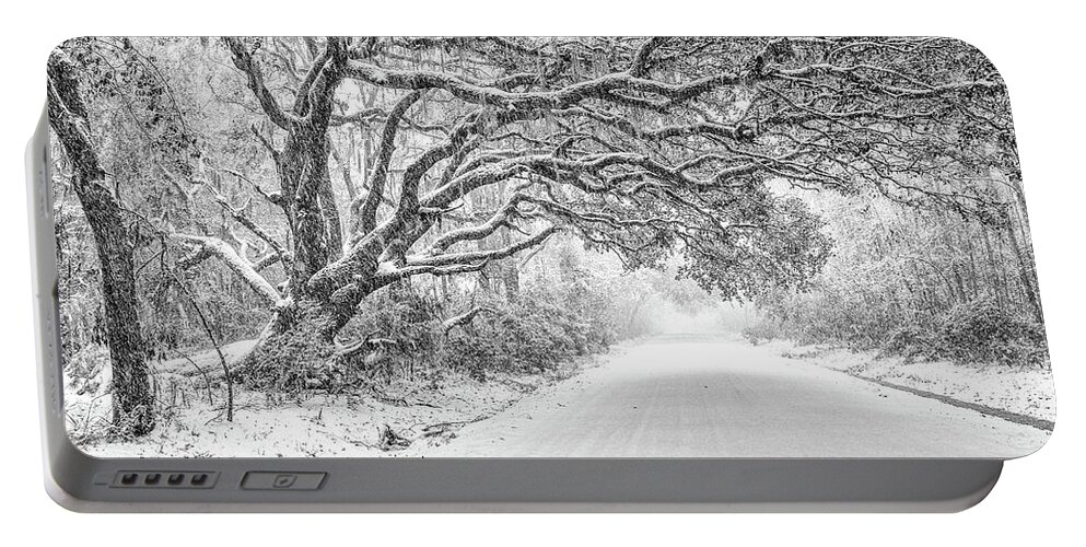 Snow Portable Battery Charger featuring the photograph Snow On Witsell Rd - Oak Tree by Scott Hansen