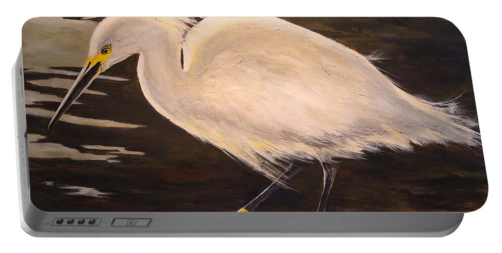 Sea. Sea Bird Portable Battery Charger featuring the painting Snowy Egret by Alan Lakin