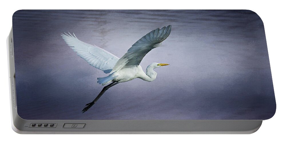 Egret Portable Battery Charger featuring the photograph Soaring Egret by Morgan Wright