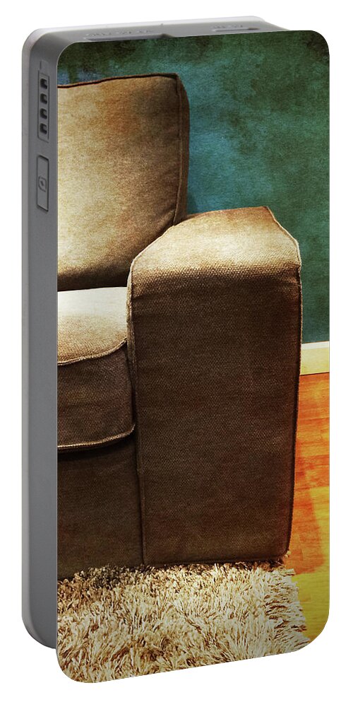 Sofa Portable Battery Charger featuring the photograph Sofa in a vintage style room by GoodMood Art