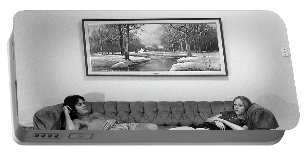 Sofa Art Portable Battery Charger featuring the photograph Sofa-Sized Picture, With Light Switch, 1973 by Jeremy Butler