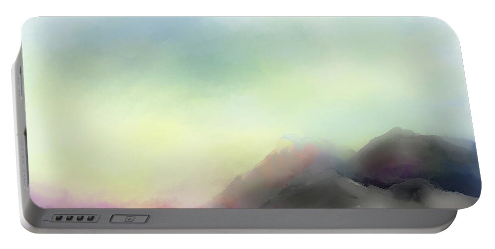 Mountains Portable Battery Charger featuring the painting Soft Horizons by Dick Bourgault