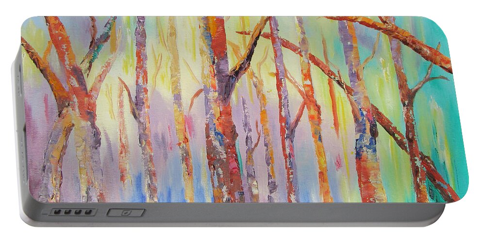 Landscape Portable Battery Charger featuring the painting Soft Pastels by Lisa Boyd