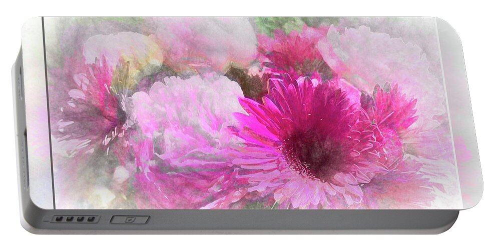Flower Impressions Portable Battery Charger featuring the photograph Soft Pink Gerbera by Natalie Rotman Cote