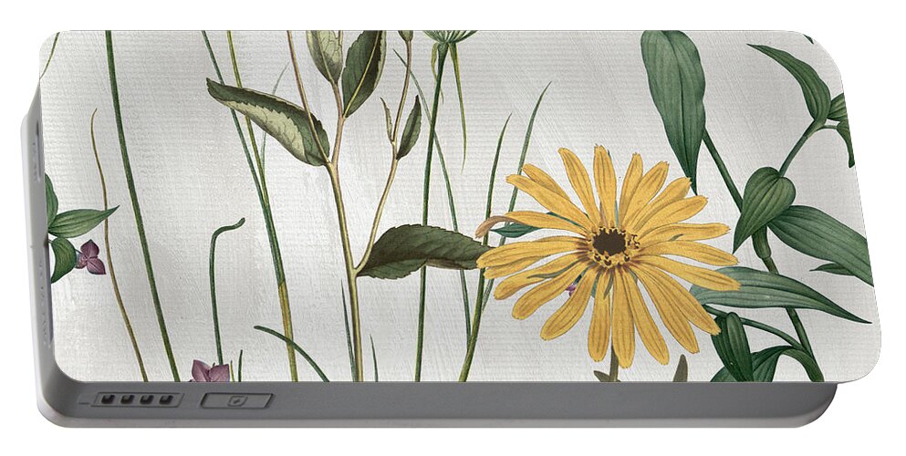 Purple Crocus Portable Battery Charger featuring the painting Softly Crocus and Daisy by Mindy Sommers