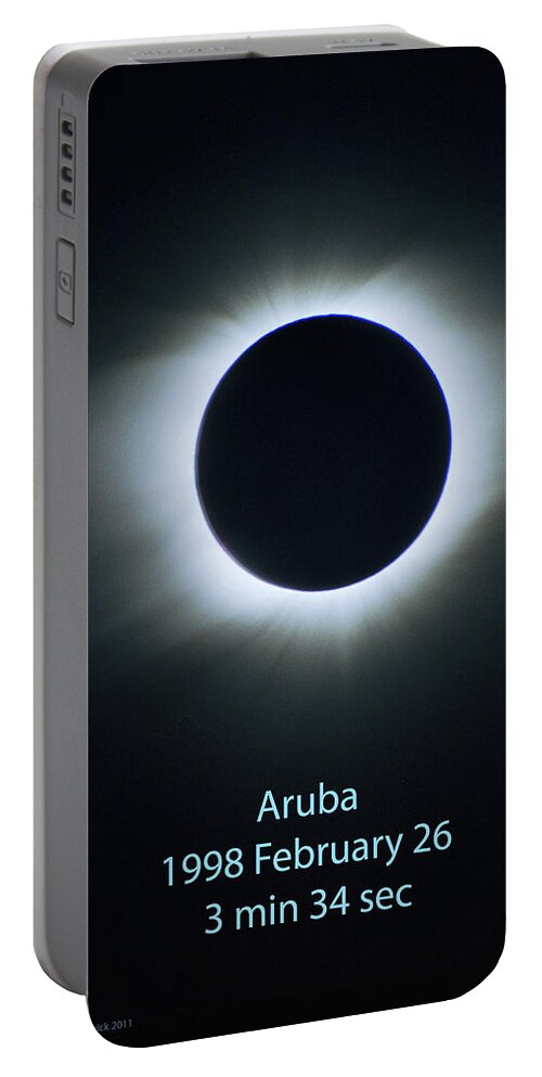 Solar Eclipse Portable Battery Charger featuring the photograph Solar Eclipse Aruba 1998 by Lon Dittrick