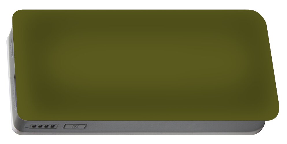 Solid Colors Portable Battery Charger featuring the digital art Solid Army Green by Garaga Designs