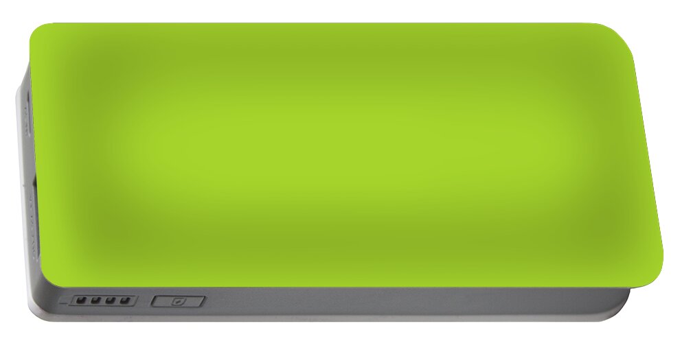 Solid Colors Portable Battery Charger featuring the digital art Solid Lime Green Color by Garaga Designs