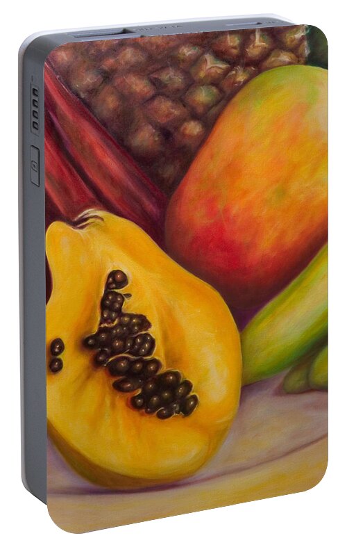Tropical Fruit Still Life: Mangoes Portable Battery Charger featuring the painting Solo by Shannon Grissom