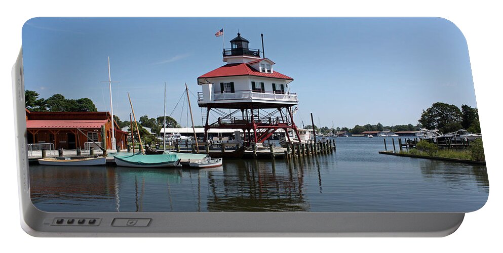 Solomons Portable Battery Charger featuring the photograph Solomons Island - Drum Point Lighthouse Reflecting by Ronald Reid
