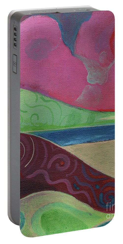 Landscape Portable Battery Charger featuring the painting Somewhere aka Inside Out by Helena Tiainen