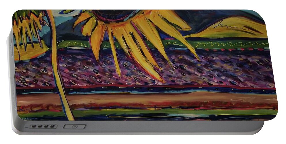 Sunflower Portable Battery Charger featuring the painting Somewhere in France by Catherine Gruetzke-Blais