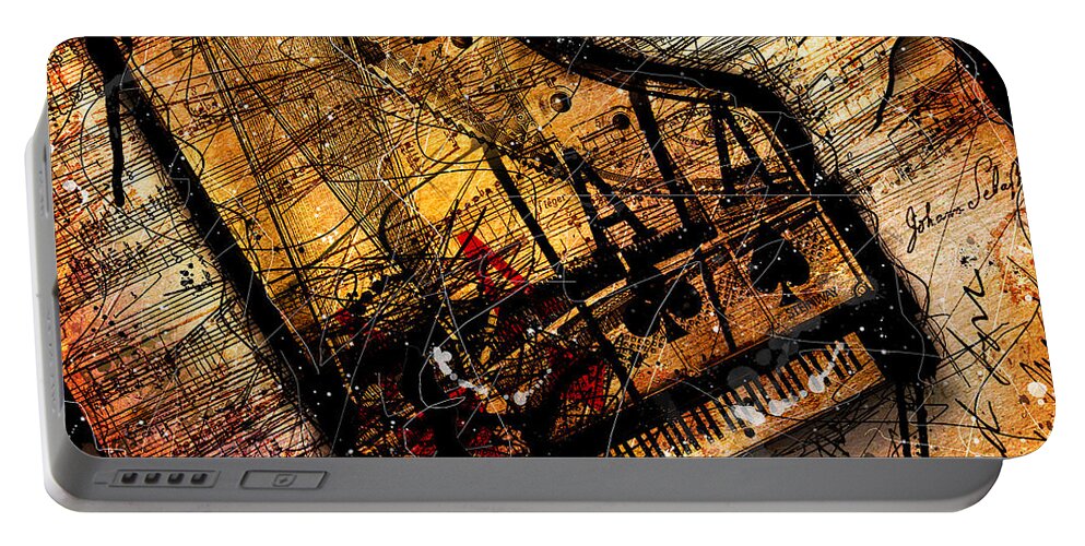 Piano Portable Battery Charger featuring the digital art Sonata In Ace Minor by Gary Bodnar