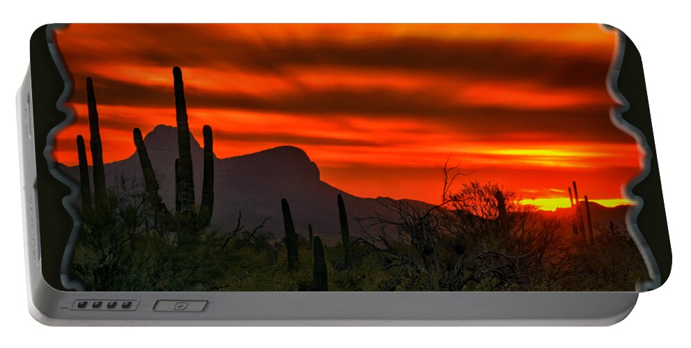 Cactus Portable Battery Charger featuring the photograph Sonoran Sunset H38 by Mark Myhaver