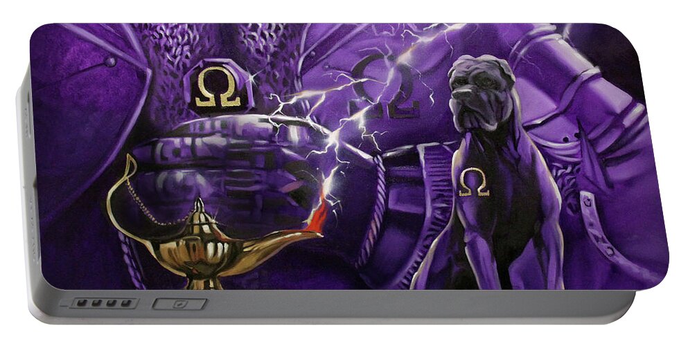 Omega Psi Phi Portable Battery Charger featuring the painting Sons of Blood and Thunder by Jerome White