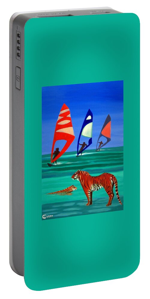 Tigers Portable Battery Charger featuring the painting Tigers Sons of the Sun by Enrico Garff