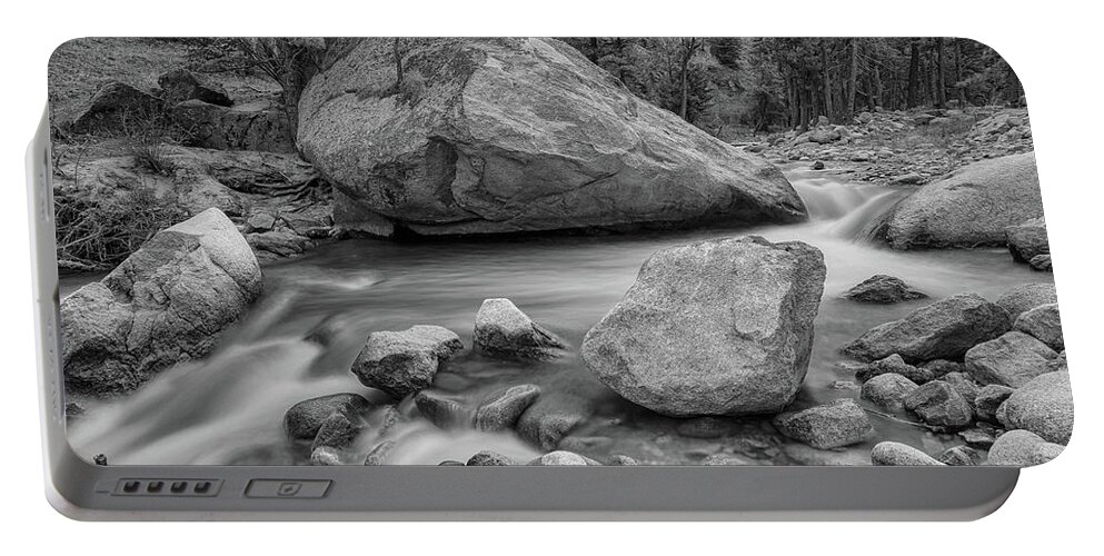 Creeks Portable Battery Charger featuring the photograph Soothing Colorado Monochrome Wilderness by James BO Insogna