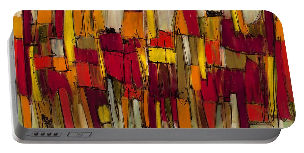 Abstract Art Portable Battery Charger featuring the painting Sound and Fury Three by Lynne Taetzsch