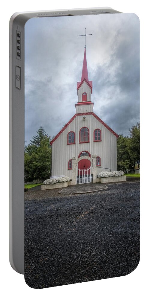 Iceland Portable Battery Charger featuring the photograph South Iceland Church by Tom Singleton