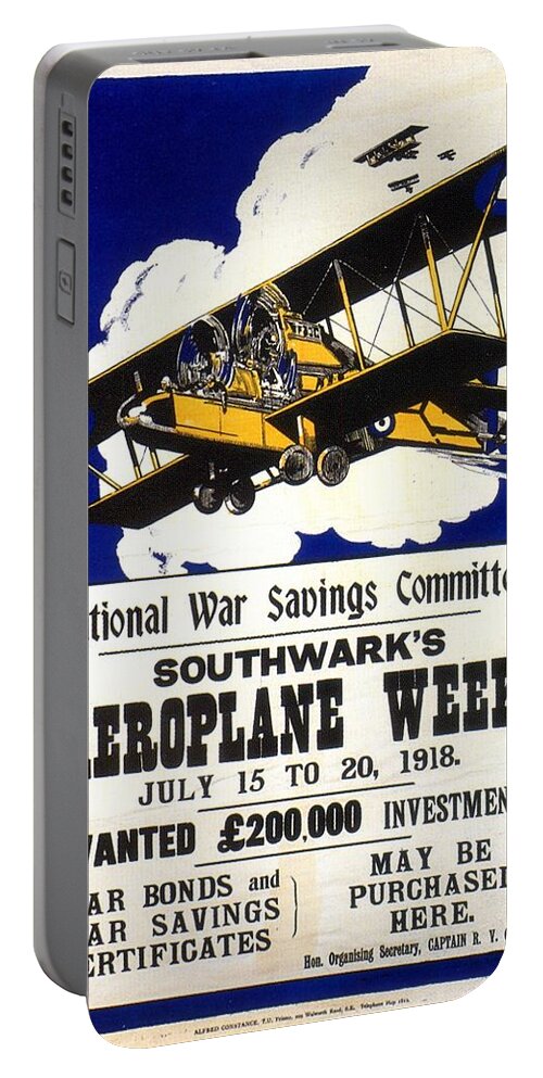 Aeroplane Portable Battery Charger featuring the painting Southwark's Aeroplane Week - Vintage Exposition Poster by Studio Grafiikka