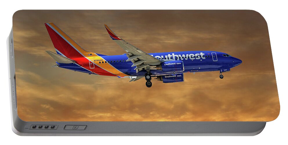 Southwest Portable Battery Charger featuring the photograph Southwest Airlines Boeing 737-76N 2 by Smart Aviation