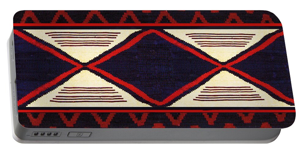 Design Inspired By Native American Textile Portable Battery Charger featuring the digital art Southwest Folk Art by Vagabond Folk Art - Virginia Vivier