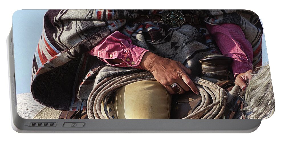 Cowgirl Portable Battery Charger featuring the photograph Southwest Reata 2 by Pamela Steege