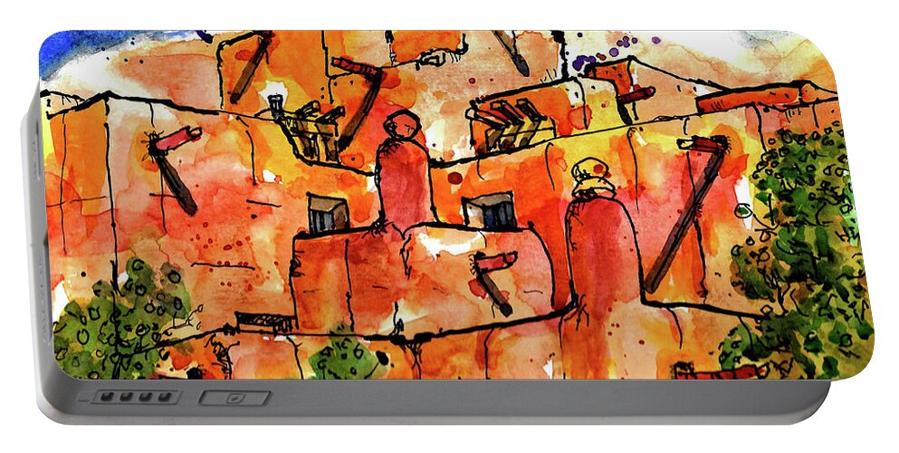 Southwest Portable Battery Charger featuring the painting Southwestern Architecture by Terry Banderas