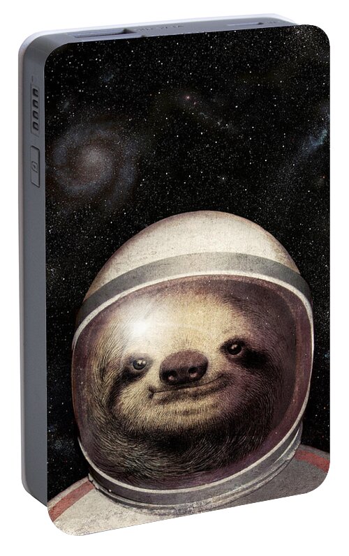 #faatoppicks Portable Battery Charger featuring the drawing Space Sloth by Eric Fan