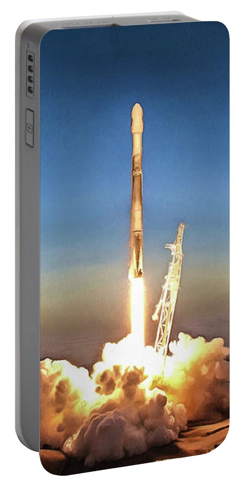 Spacex Portable Battery Charger featuring the photograph SpaceX Iridium-5 mission Falcon 9 rocket launch by Photo SpaceX Edit M Hauser