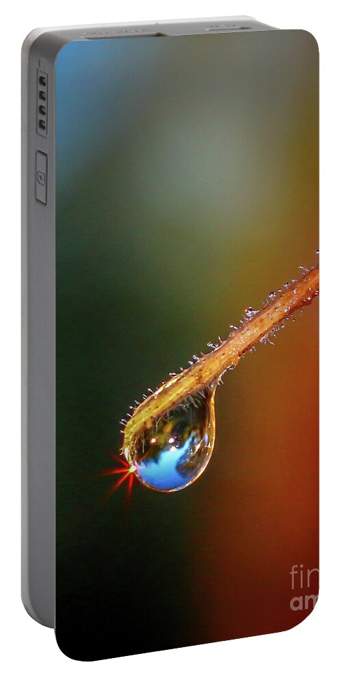 Dew Portable Battery Charger featuring the photograph Sparkling Drop of Dew by Tom Claud