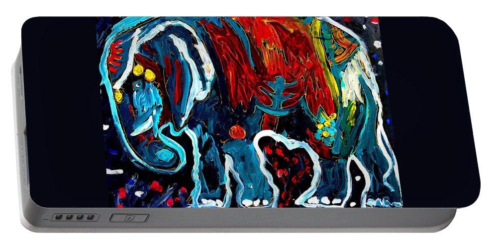 Elephant Portable Battery Charger featuring the painting Sparky by Neal Barbosa