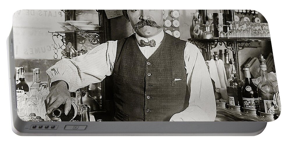 Prohibition Portable Battery Charger featuring the photograph Speakeasy Bartender by Jon Neidert