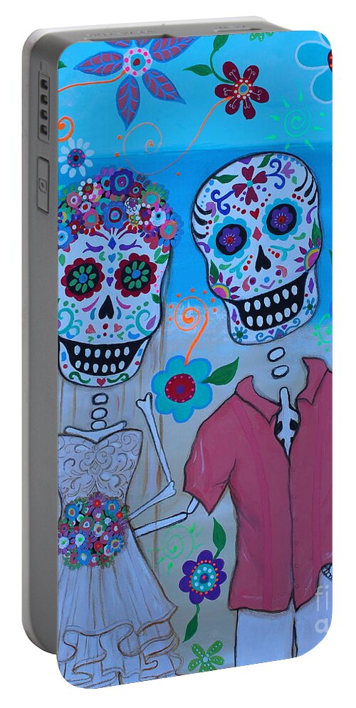 Rick And Nicole Portable Battery Charger featuring the painting Special Mexican Wedding by Pristine Cartera Turkus