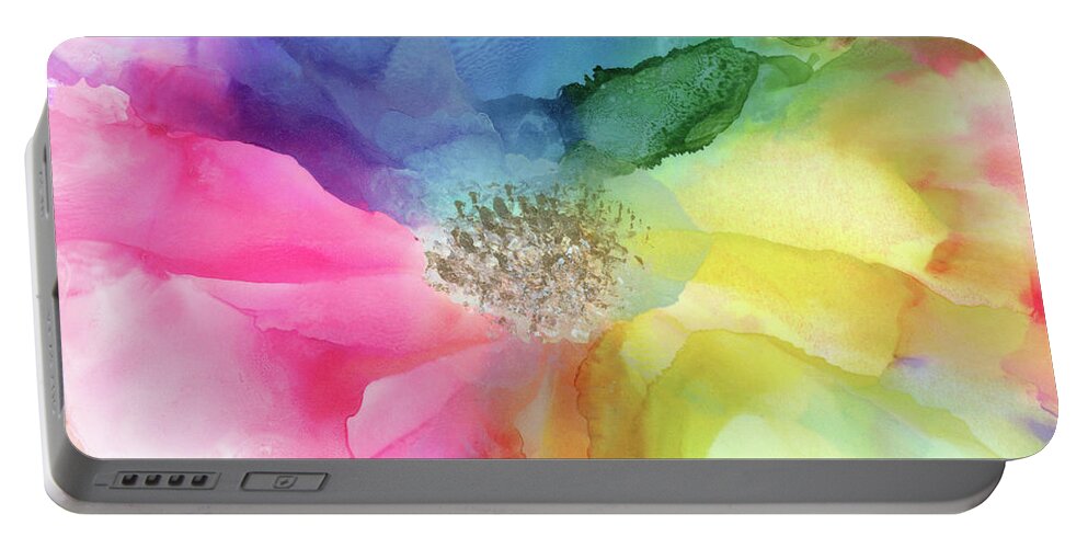 Flower Portable Battery Charger featuring the painting Spectrum of Life by Eli Tynan