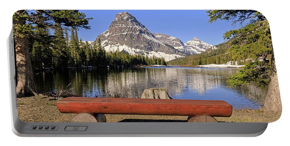 Glacier National Park Portable Battery Charger featuring the photograph Spend a Moment with Nature by Jack Bell