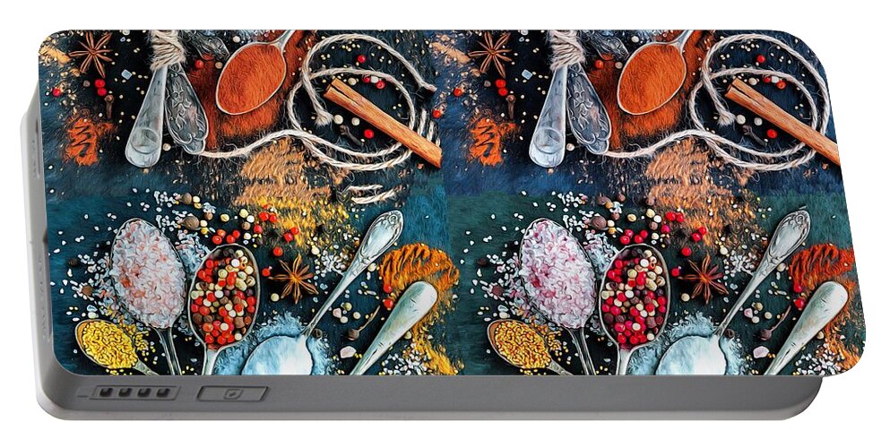 Spoons Portable Battery Charger featuring the photograph Spice Spoon Quadrant I by Jack Torcello