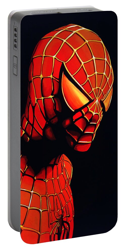 Spiderman Portable Battery Charger featuring the painting Spiderman by Paul Meijering