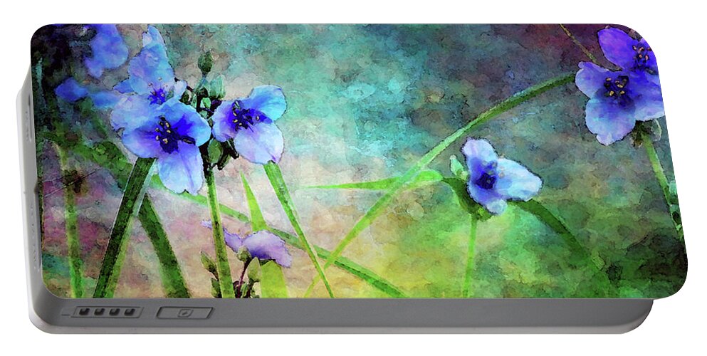 Spiderwort Portable Battery Charger featuring the photograph Spiderwort Dance 0115 IDP_2 by Steven Ward