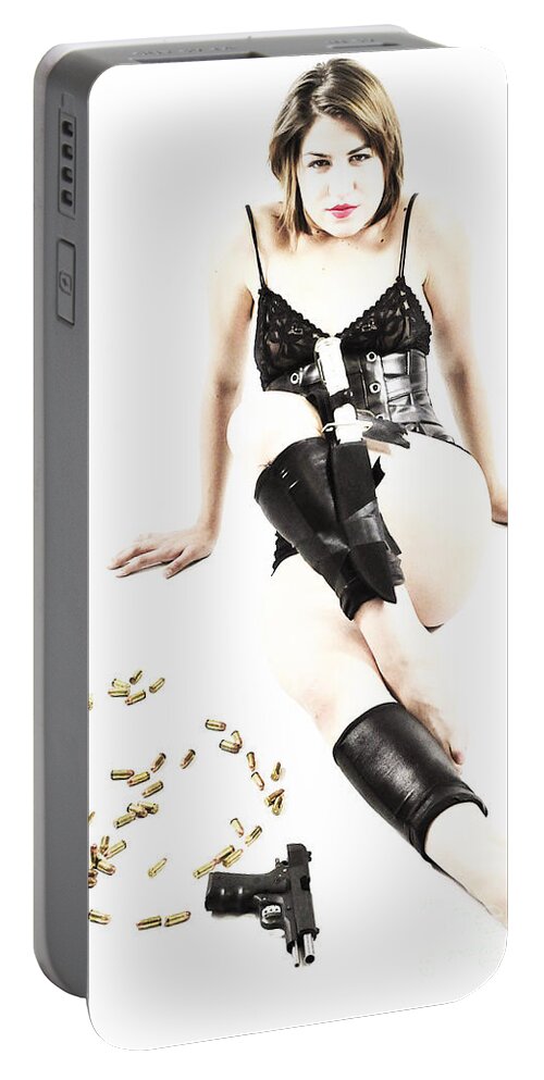 Fetish Photographs Portable Battery Charger featuring the photograph Spilled ammo by Robert WK Clark
