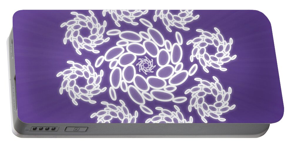 Abstract Portable Battery Charger featuring the digital art Spiral Dance by Sallie Keys