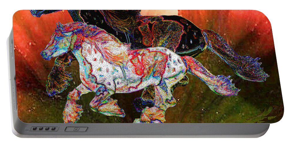 Horse Portable Battery Charger featuring the digital art Spirit Horse II Leopard Gypsy Vanner by Michele Avanti