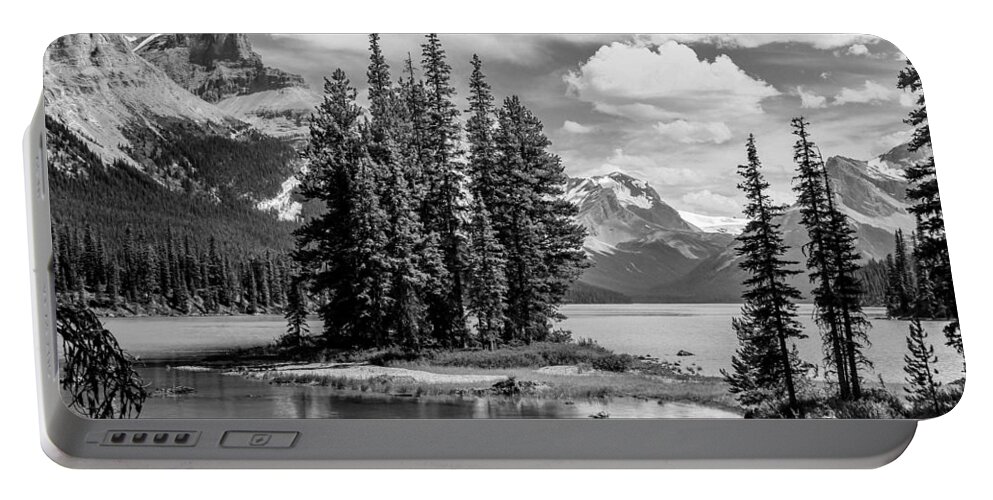 Spirit Island Portable Battery Charger featuring the photograph Spirit Island Jasper National Park 3....Iconic by Mo Barton