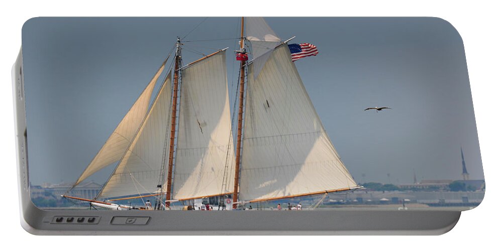Spirit Of South Carolina Portable Battery Charger featuring the photograph Spirit of South Carolina Sailing in Charleston Harbor by Dale Powell