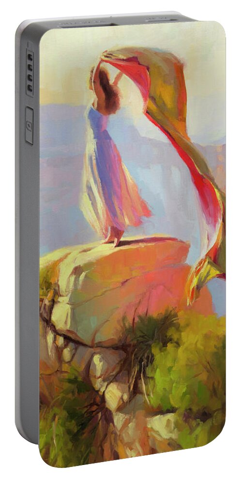 Southwest Portable Battery Charger featuring the painting Spirit of the Canyon by Steve Henderson