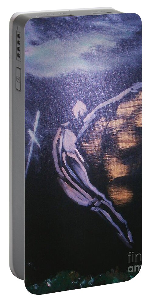 Spirit Raising Rest In Peace Portable Battery Charger featuring the painting Spirit Raising by Tyrone Hart